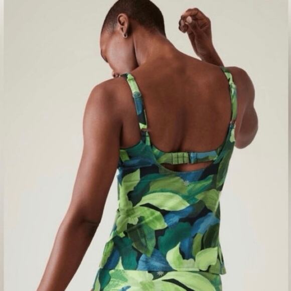 Athleta Size 36D/DD 36D 36DD Bondi Bra Cup Tankini Top Liana Floral Green - Picture 2 of 5